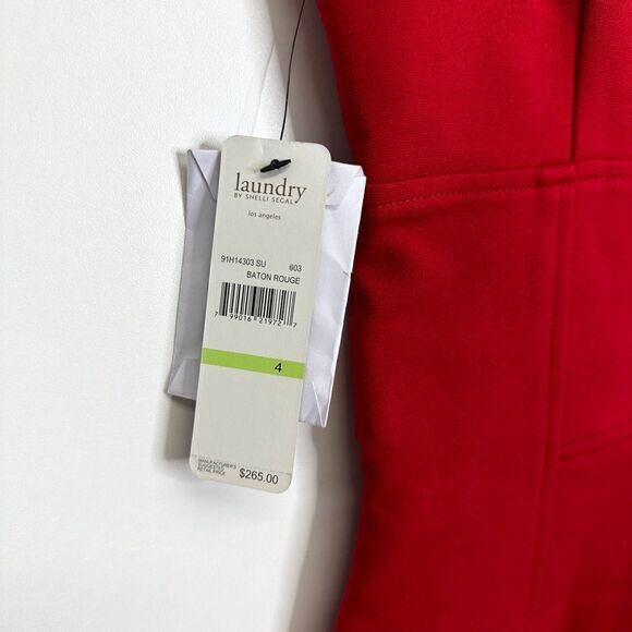 Laundry Red Pieced V-neck Mini Sleeveless Cocktail Dress Size 4 - Picture 9 of 12
